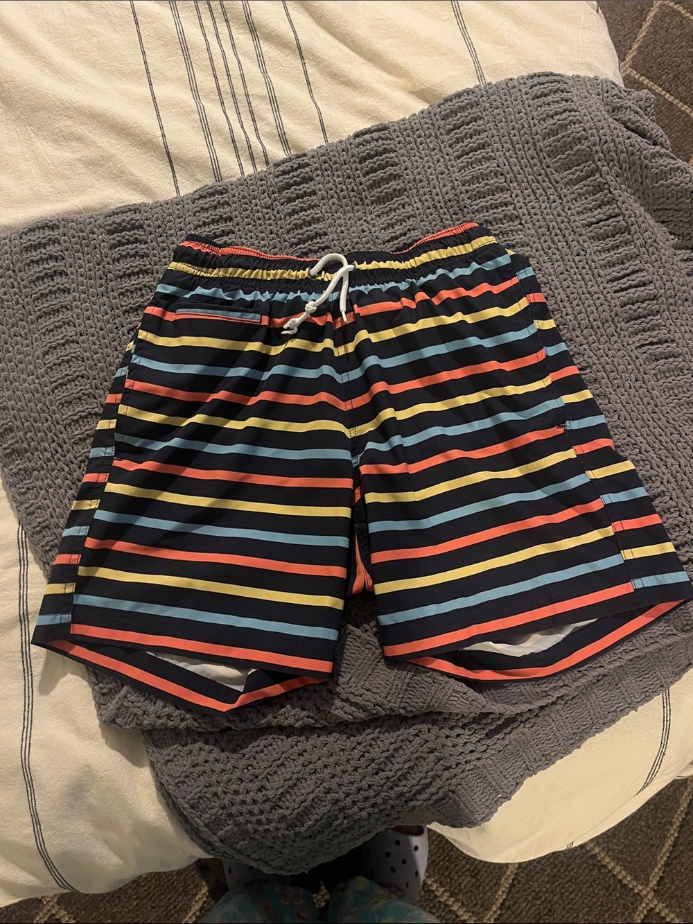 Trunks Swim Trunks with Red, Yellow and Blue Stripes (S)